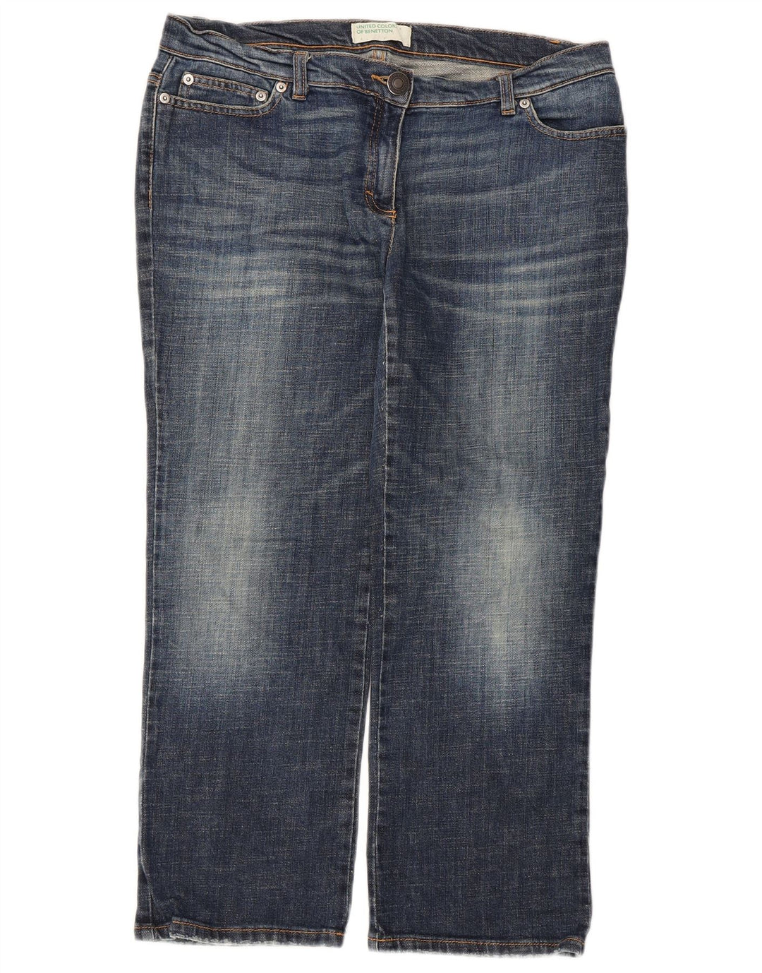 Benetton Jean Court W34 L25 Femme Bleu