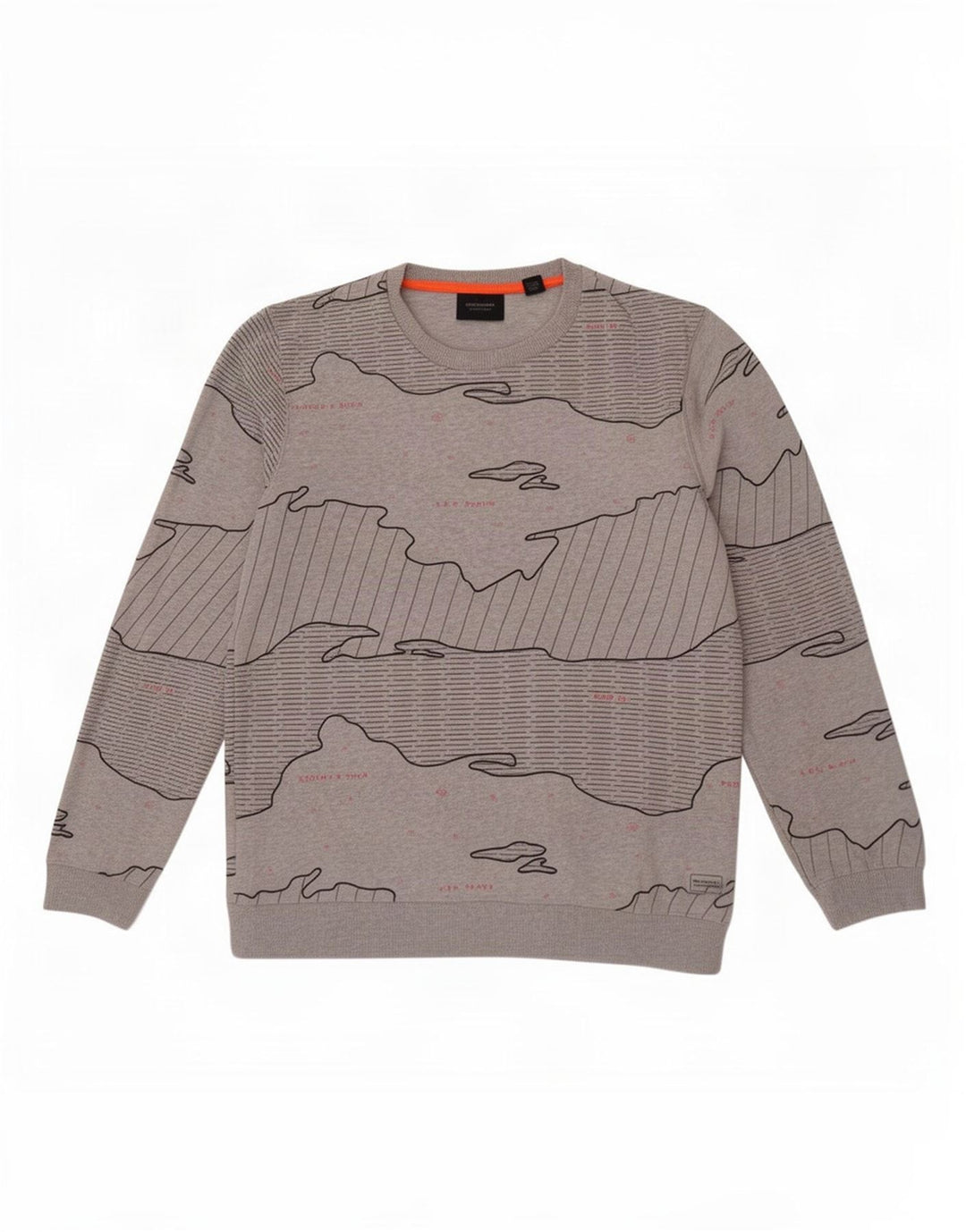 Scotch & Soda Sweat-Shirt à Motif Abstrait Homme Gris Large Coton