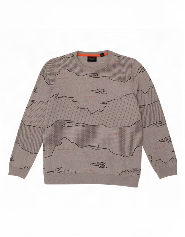 Scotch & Soda Sweat-Shirt à Motif Abstrait Homme Gris Large Coton