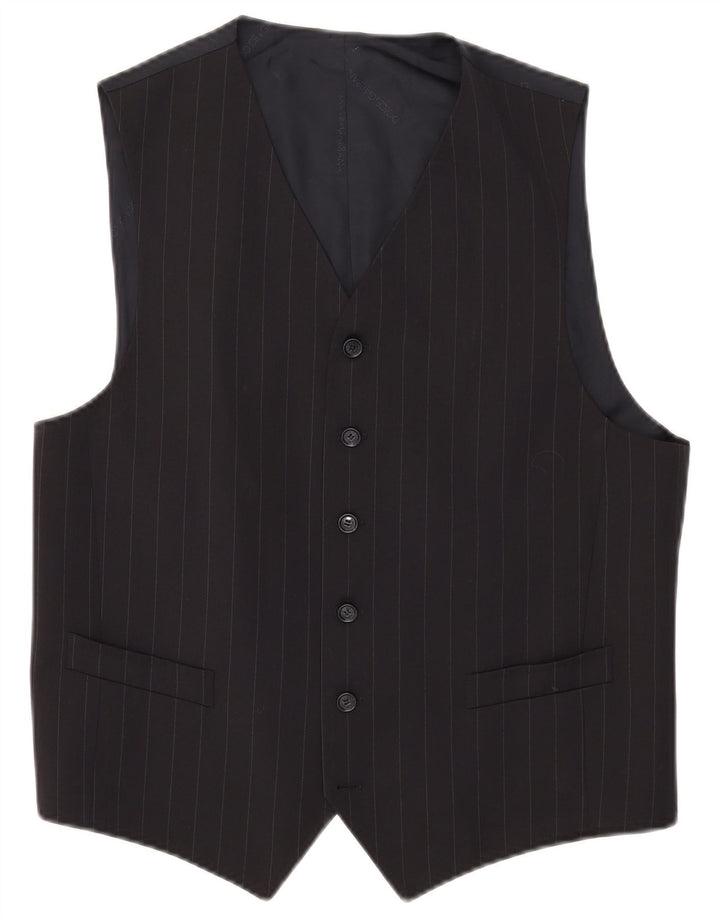 Dolce & Gabbana Gilet Homme IT 52 Large Laine Rayée Bleu Marine