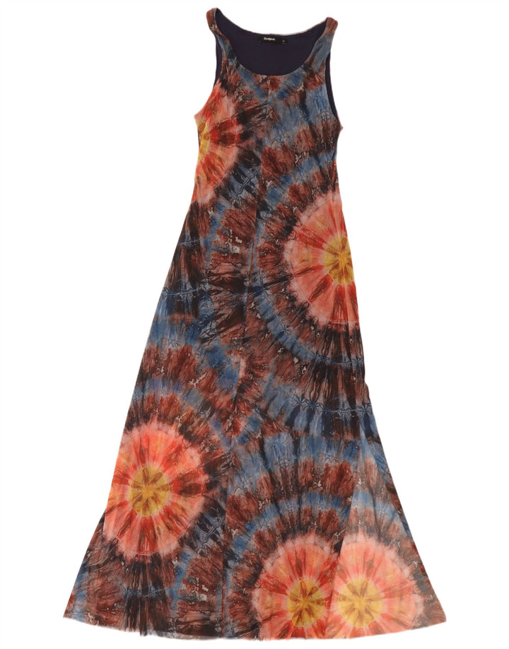 Desigual Robe longue sans manches pour femme UK 42 Medium Multicolore Tie Dye