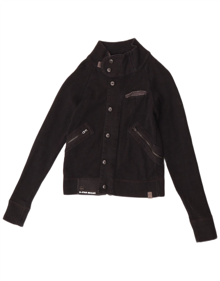 G-Star Femmes Crop Bomber Jacket UK 12 Moyen Noir Coton