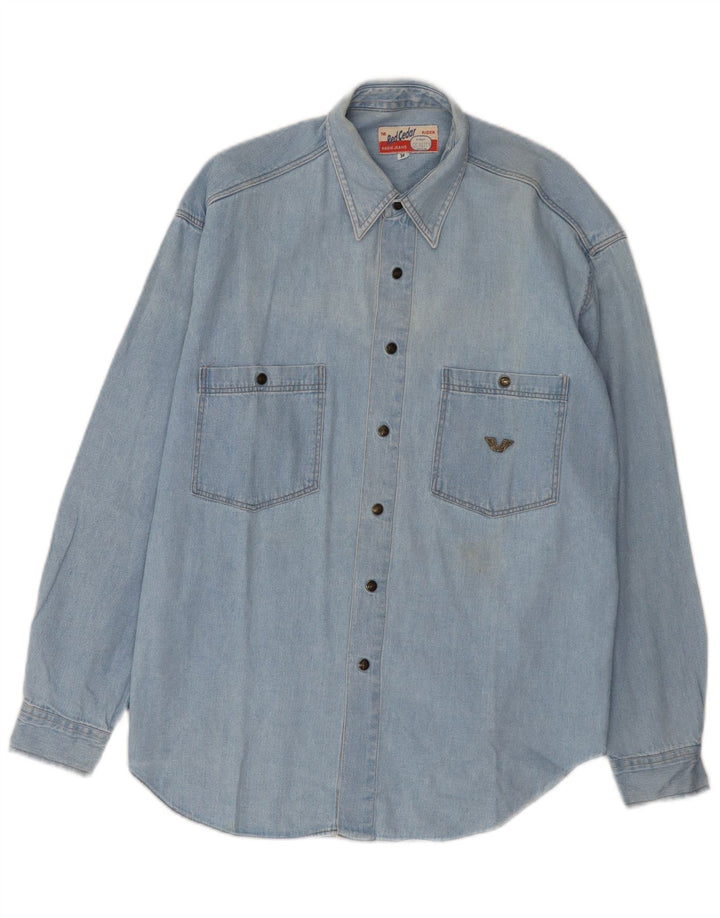 Chemise en denim homme vintage coton bleu moyen