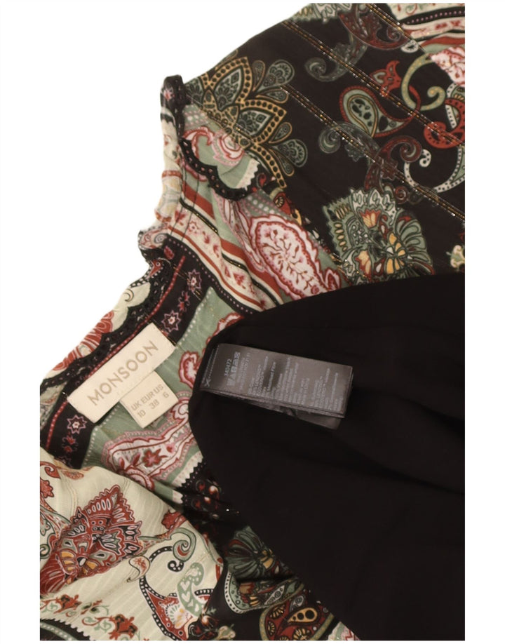 Monsoon Robe longue à manches 3/4 pour femme UK 10 Petit patchwork multicolore