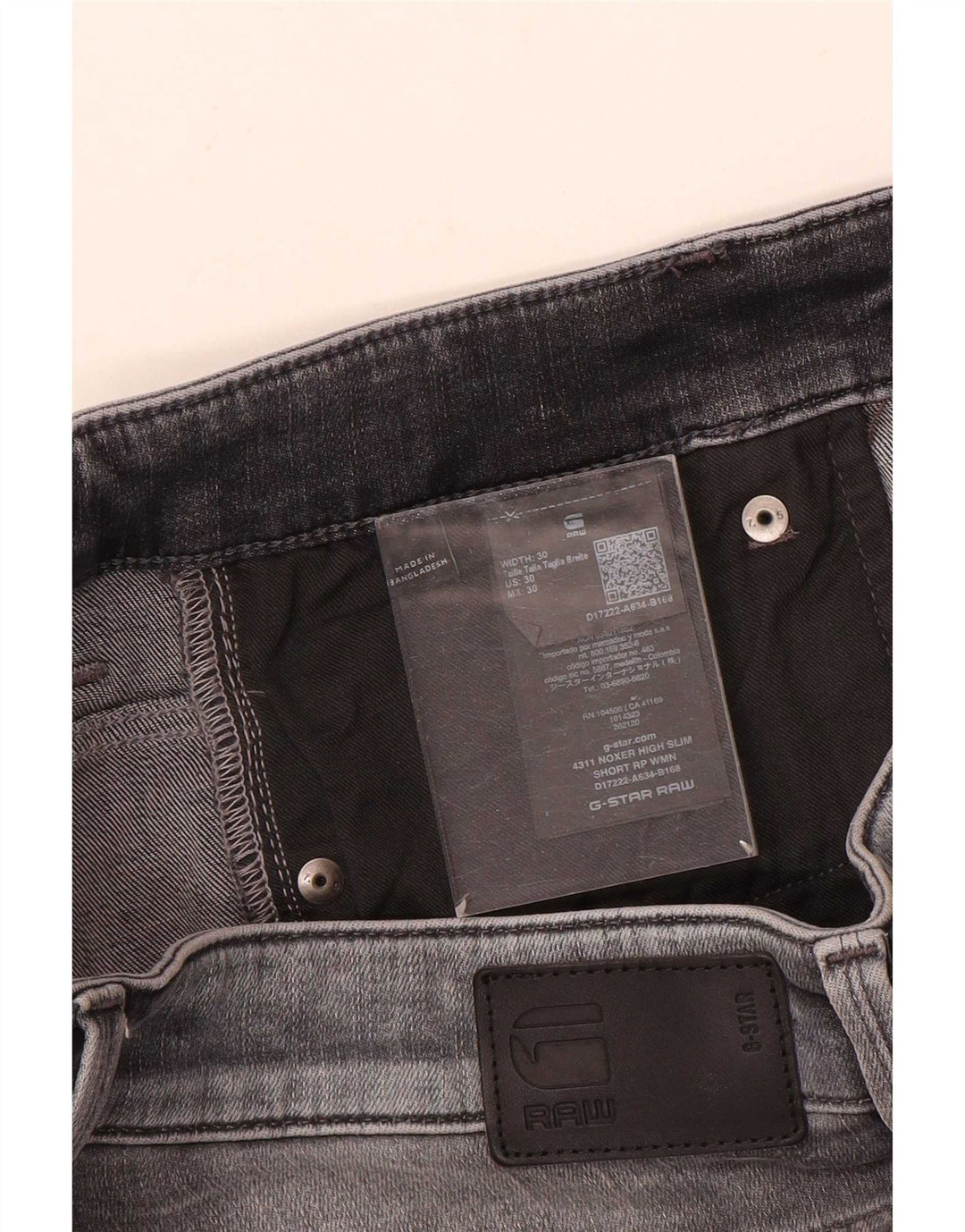 G-Star Short en Jean Slim W30 Homme Gris Moyen