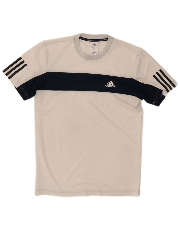 ADIDAS T-shirt de tennis pour hommes, petit, blanc, color block, en polyester
