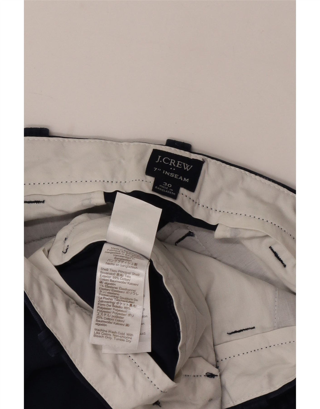J. Crew Short Chino Homme W30 Bleu Marine Moyen Coton