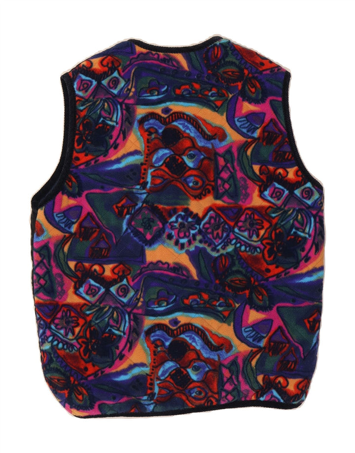 VINTAGE Mens Abstract Pattern Quilted Gilet UK 38 Medium Navy Blue Vintage Vintage and Second-Hand Vintage from Messina Hembry 