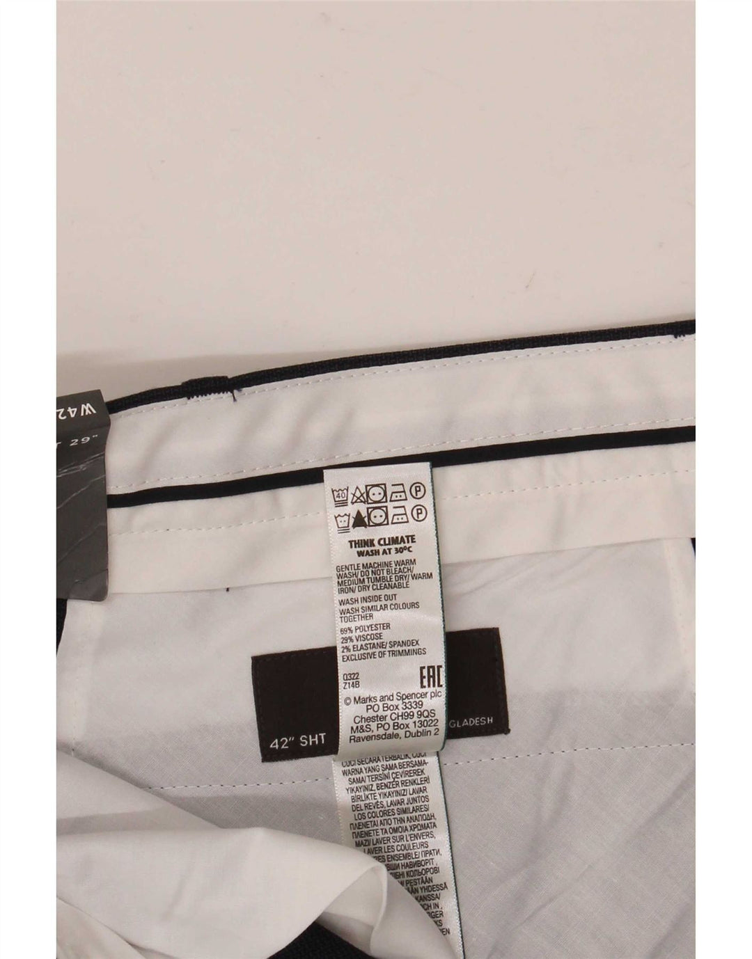 Marks & Spencer Pantalon Chino Homme W42 L29 Bleu Marine Polyester