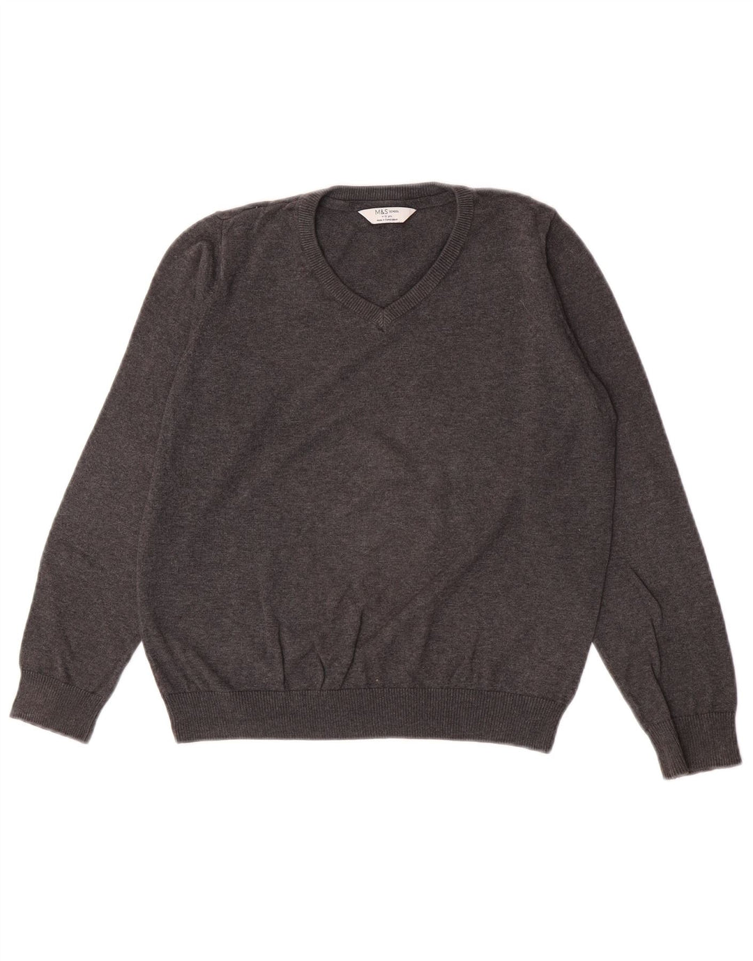 Marks & Spencer Pull col V pour garçon 11-12 ans Gris Coton