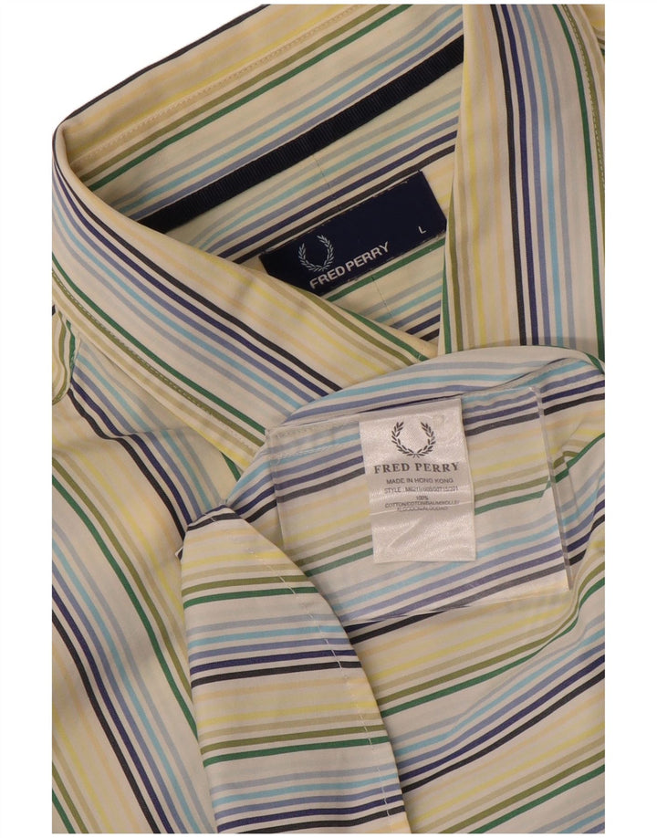 Fred Perry Chemise homme grand coton à fines rayures jaune