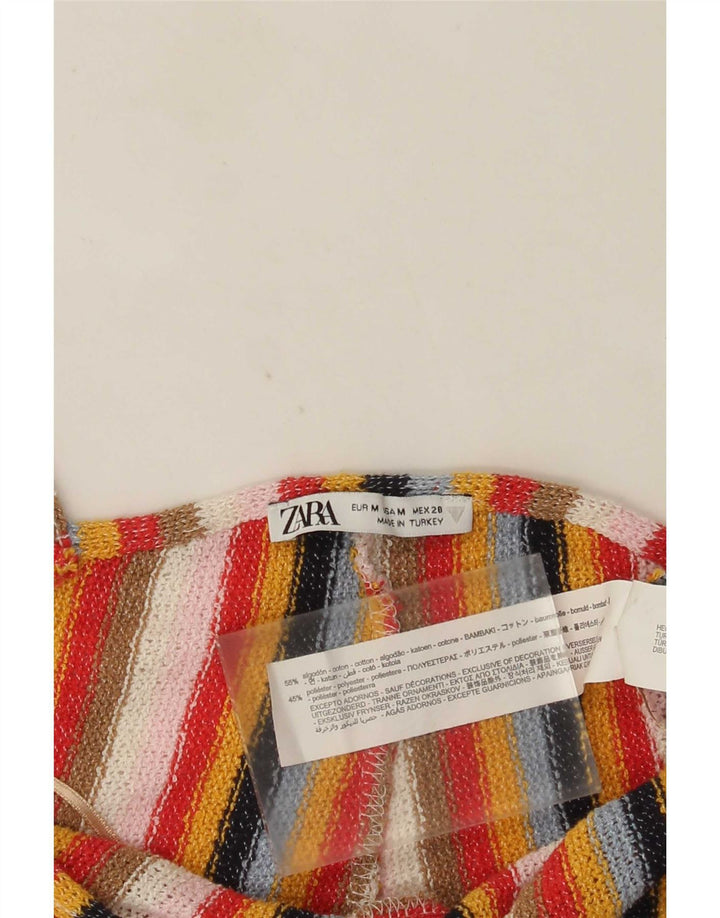 Zara Combinaison sans manches découpée pour femme UK 12 Medium Multicolore Rayé