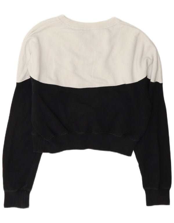 Nike Womens Crop Sweatshirt Jumper UK 10 Petit Blanc Colorblock Coton
