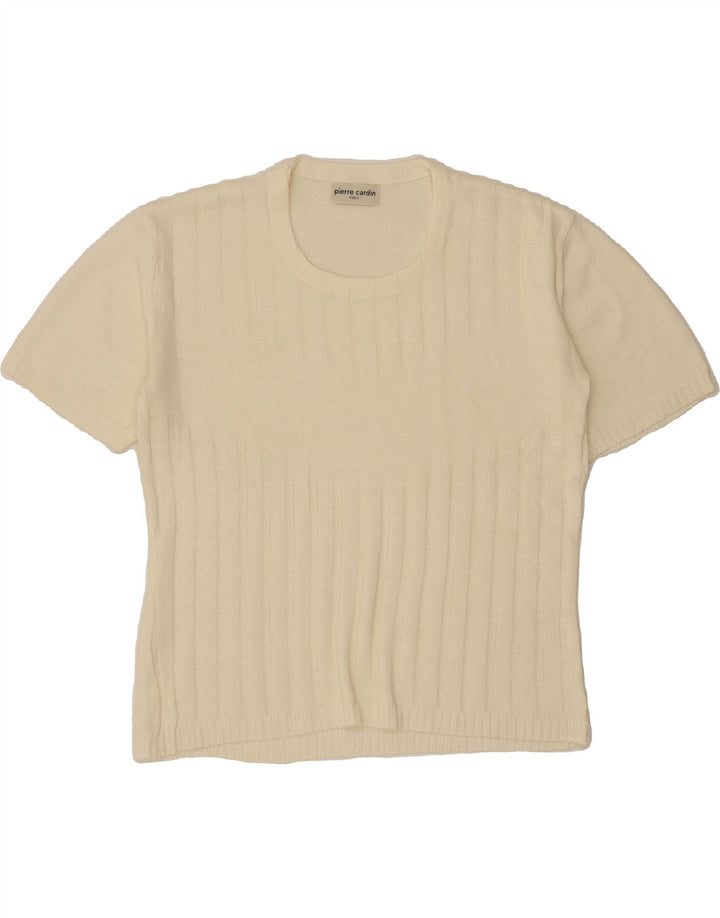 PIERRE CARDIN Womens Crew Neck Jumper Sweater IT 46 Large Off White Vintage Pierre Cardin and Second-Hand Pierre Cardin from Messina Hembry 