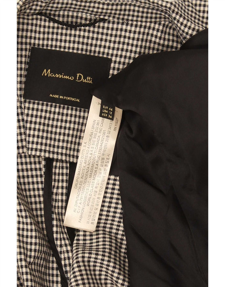 Massimo Dutti Veste Blazer 2 Boutons Femme EU 44 XL Pied-de-Poule Noir