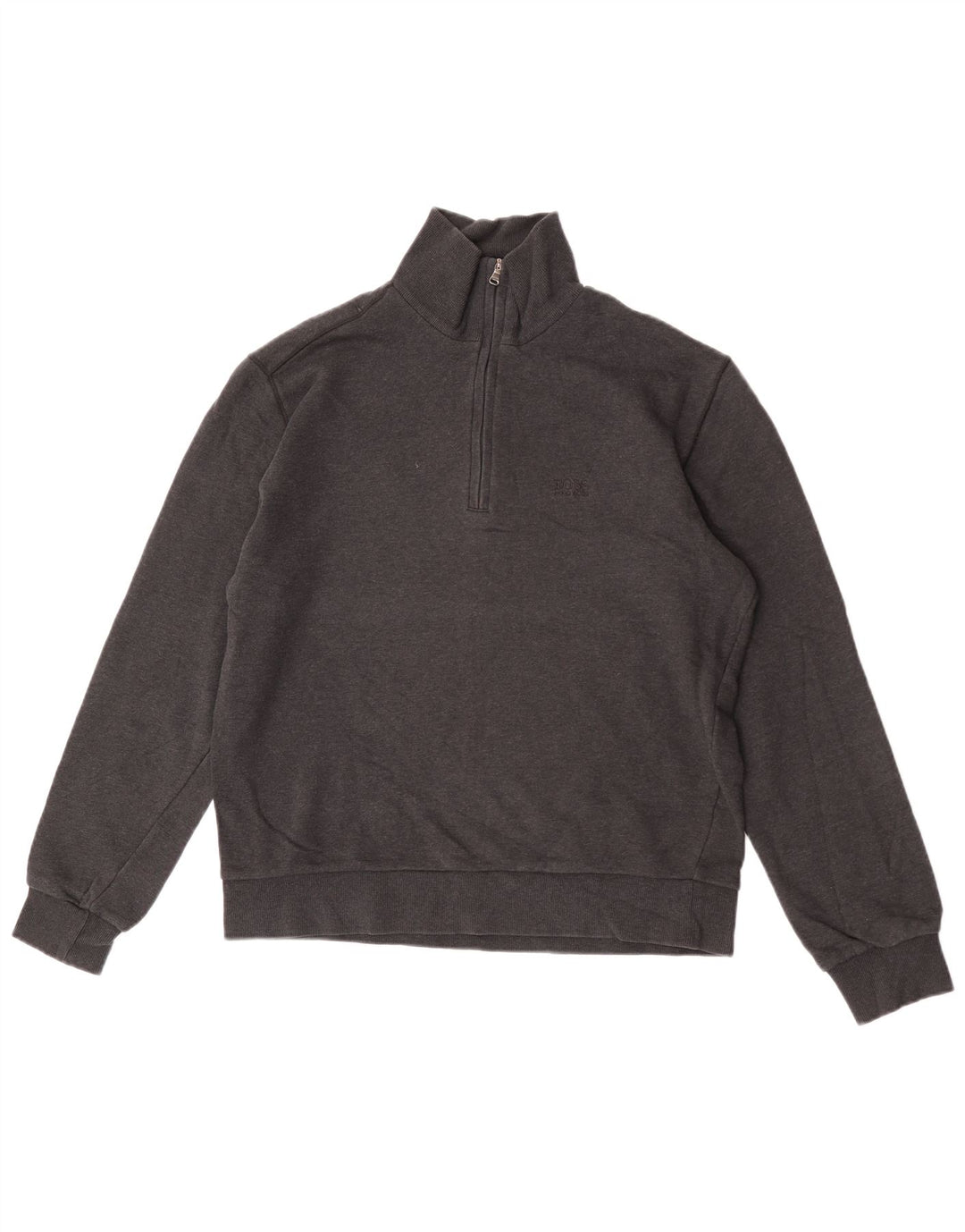 HUGO BOSS Sweat-shirt à col zippé en coton gris moyen homme