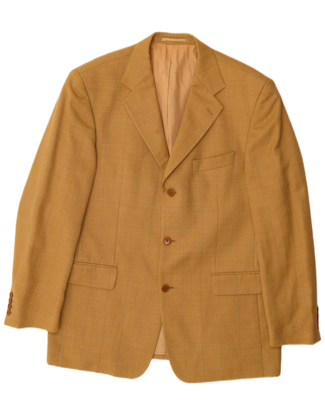 HUGO BOSS Veste Blazer 3 Boutons Homme IT 52 XL Jaune à Carreaux Laine Vierge