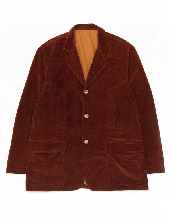 J. C. Twidd Veste blazer en velours côtelé à 3 boutons pour homme UK 44 2XL Coton marron