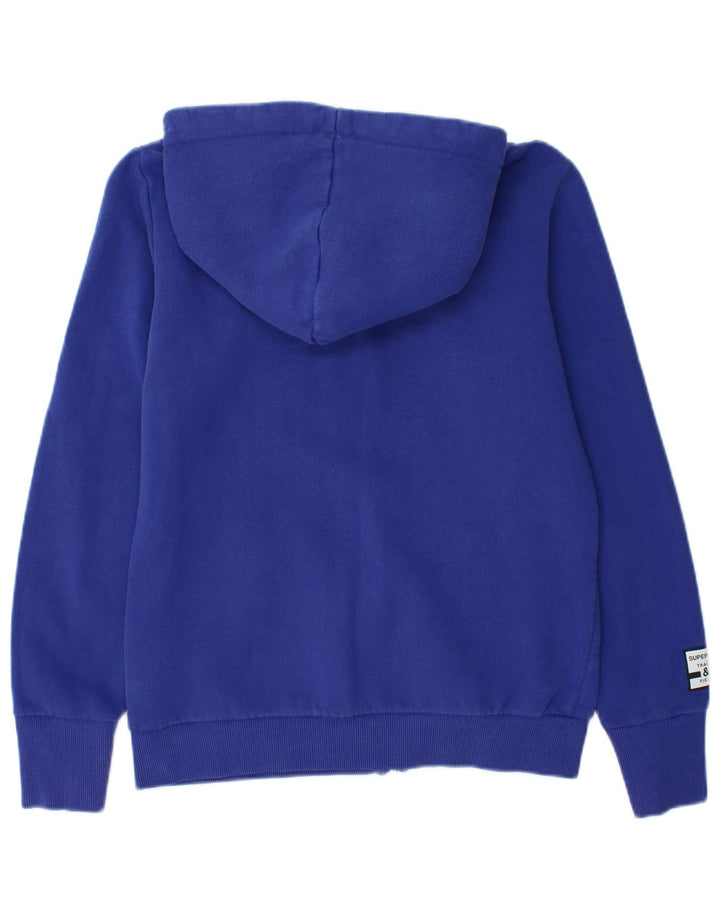 Superdry Pull à capuche zippé graphique pour femme UK 12 Bleu moyen Coton
