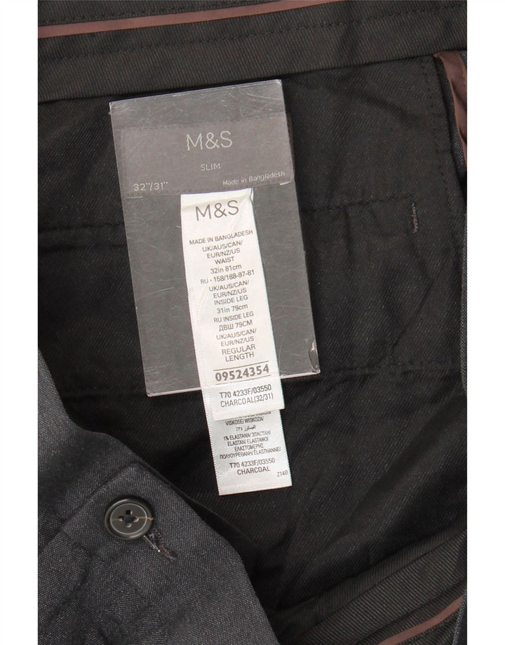 Marks & Spencer Pantalon de costume slim pour homme W32 L31 Gris Polyester