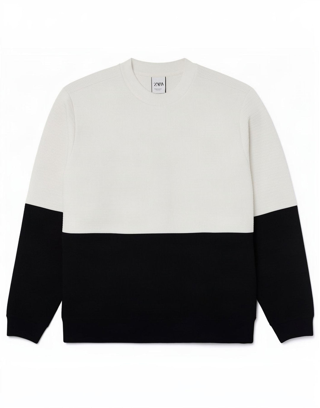 Zara Homme Sweatshirt Jumper XL Blanc Colorblock Polyester