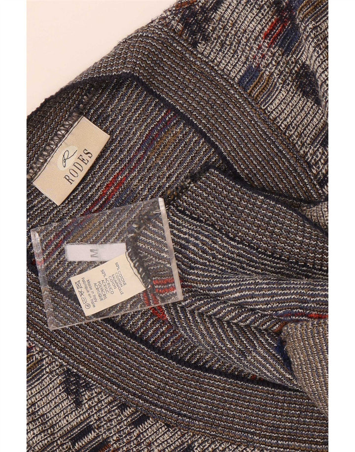 Rodes Cardigan Pull Gris Moyen Géométrique Coton Homme