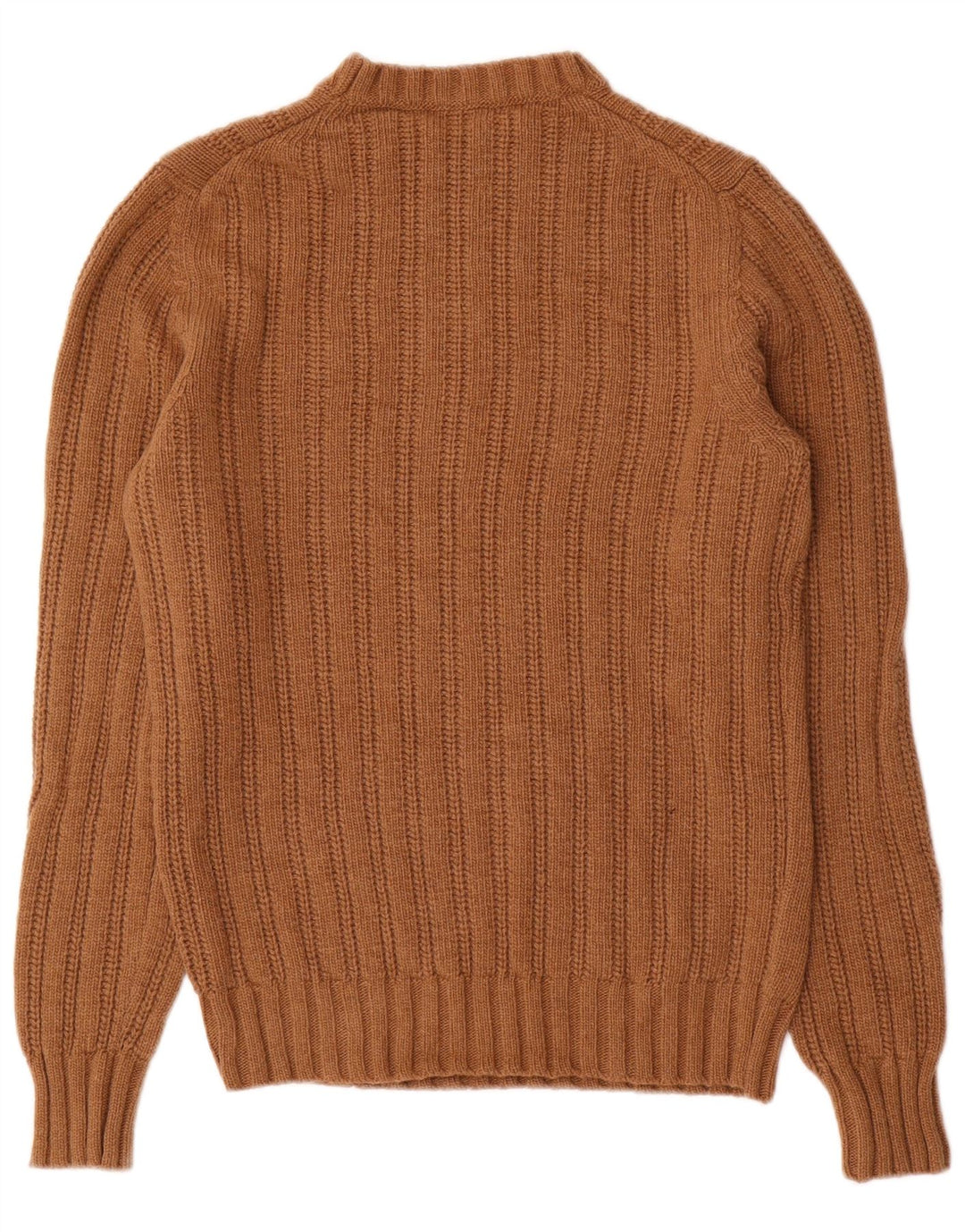 vintage Mens Crew Neck Jumper Pull Marron Moyen