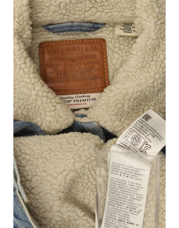 Levi's Veste en Jean Graphique Sherpa Femme UK 10 Petit Bleu Coton