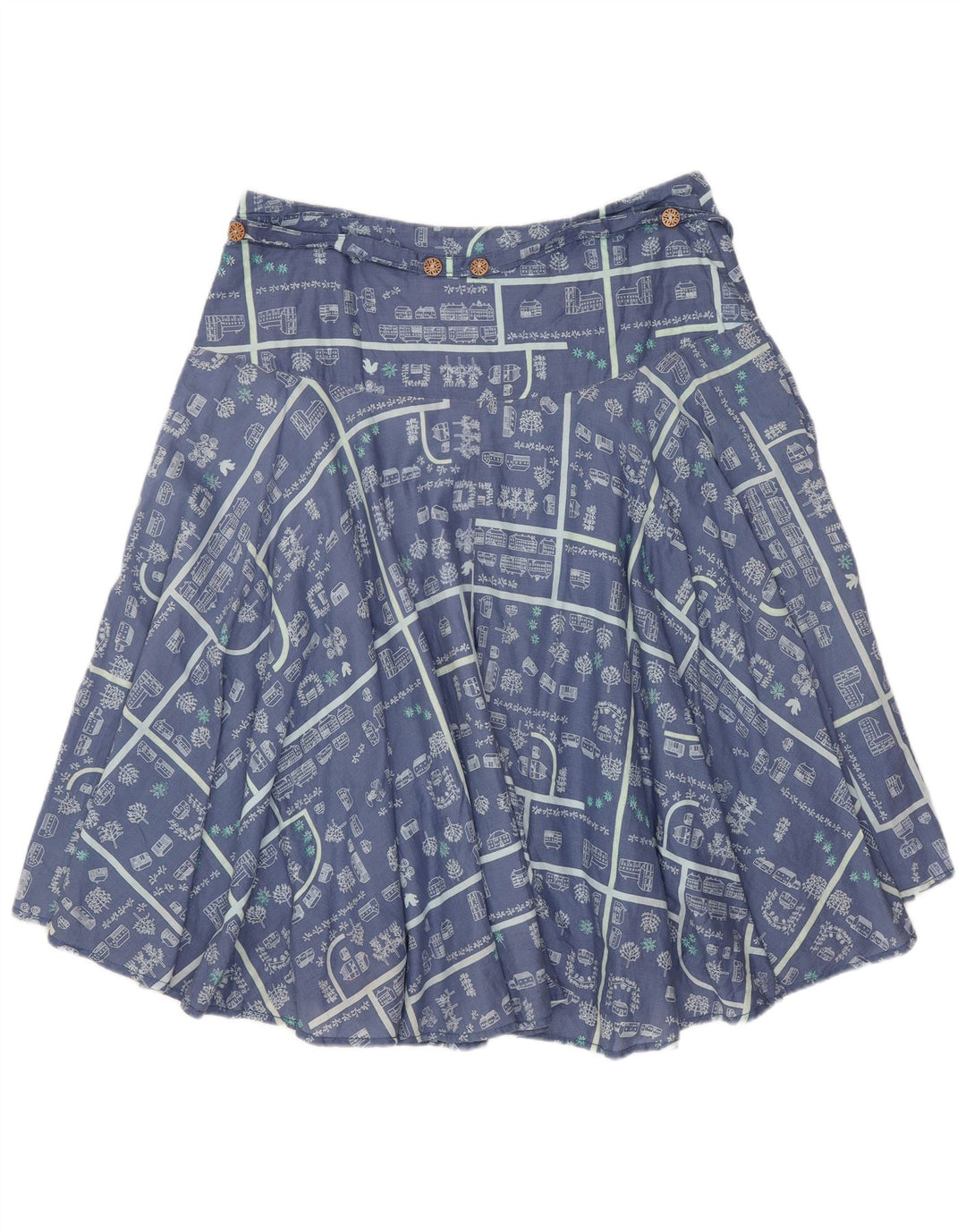 Jupe trapèze graphique White Stuff pour femme UK 12 Medium W30 Bleu Coton