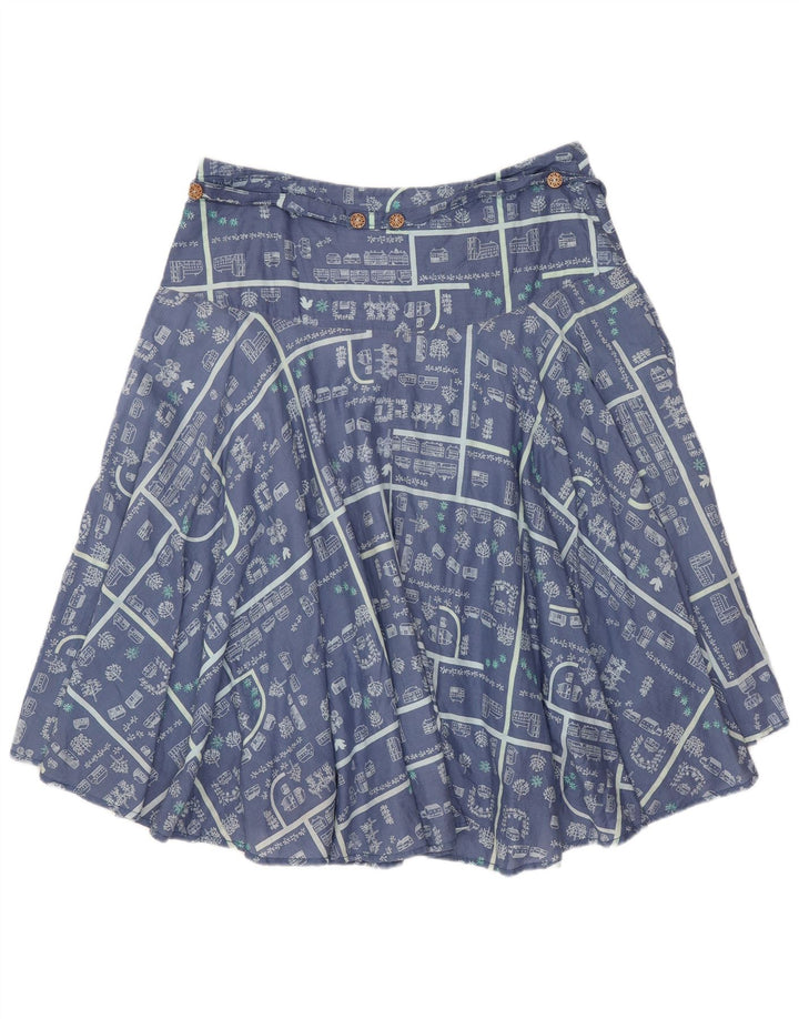 Jupe trapèze graphique White Stuff pour femme UK 12 Medium W30 Bleu Coton