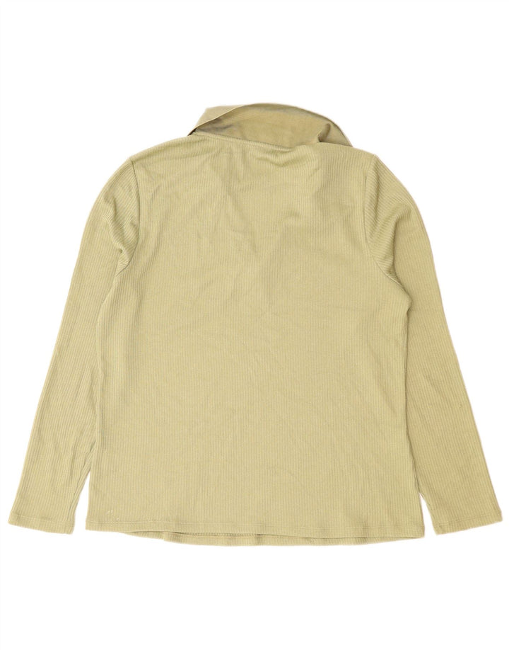 Marks & Spencer Polo à manches longues pour femme UK 14 Large Vert Polyester