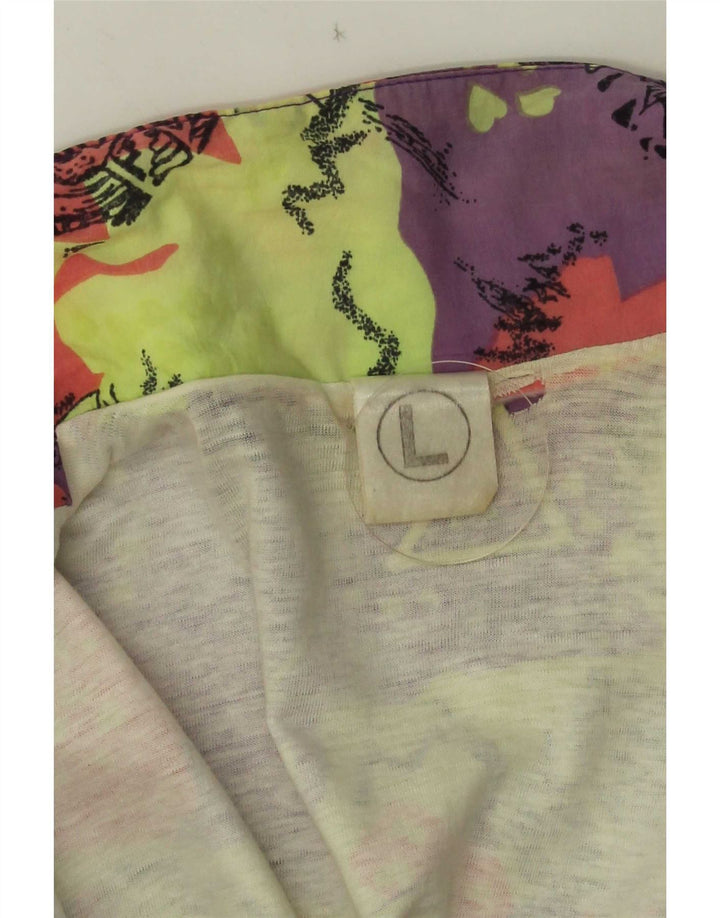 vintage Femme Survêtement Top Veste UK 16 Grand Multicolore Géométrique
