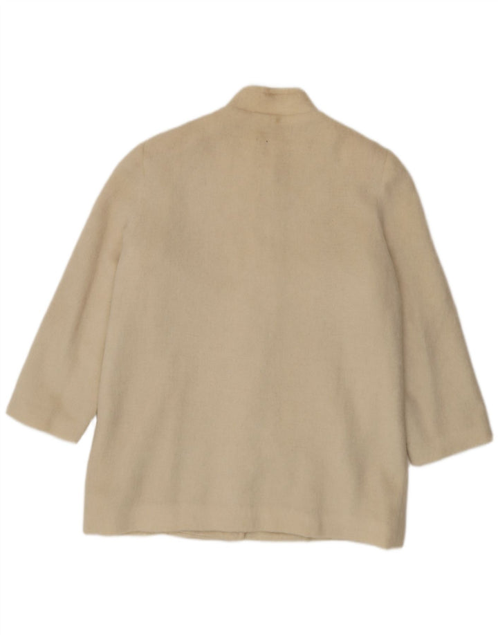 vintage Femme Pardessus IT 44 Moyen Off White Floral Wool