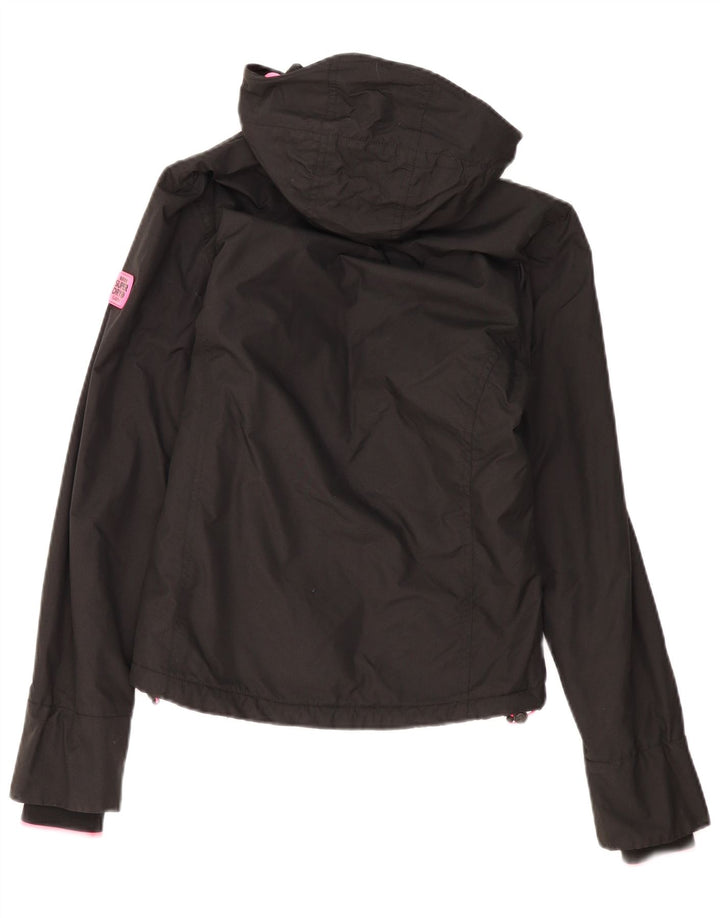 Superdry Veste coupe-vent à capuche pour femme UK 8 Small Noir Polyester