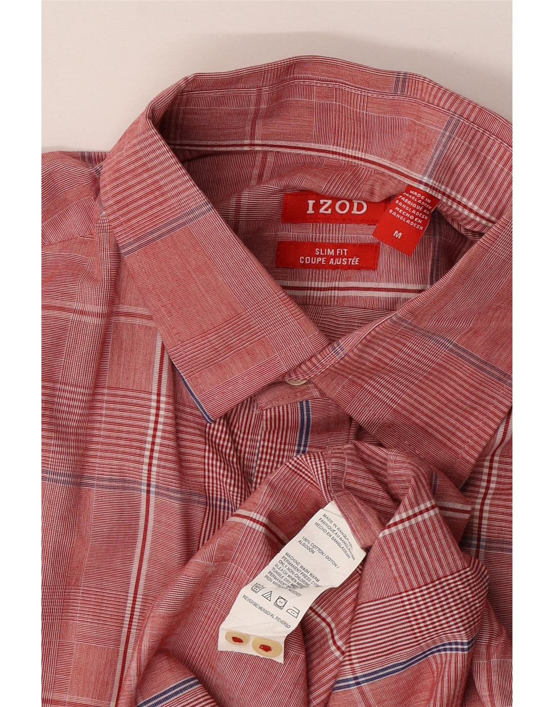 Izod Chemise Slim Fit Homme Rouge Moyen Carreaux Coton