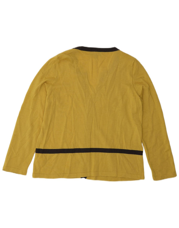 Luisa Spagnoli Pull Cardigan pour Femme UK 16 Grande Laine Colorblock Jaune