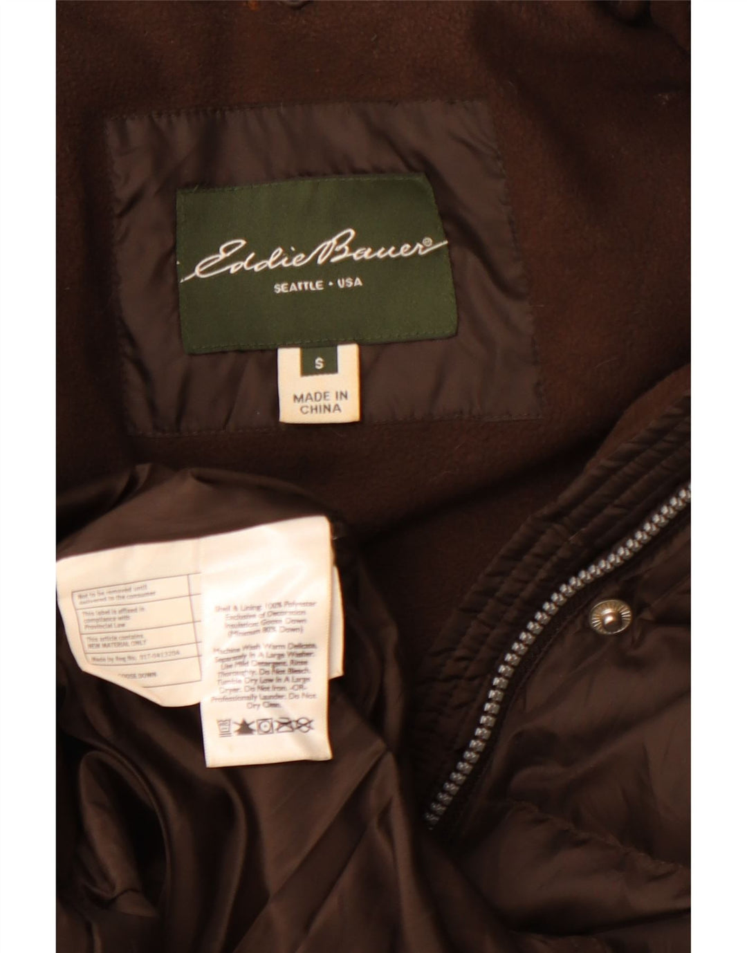 Eddie Bauer Manteau rembourré surdimensionné pour femme UK 10 Petit Marron Polyester