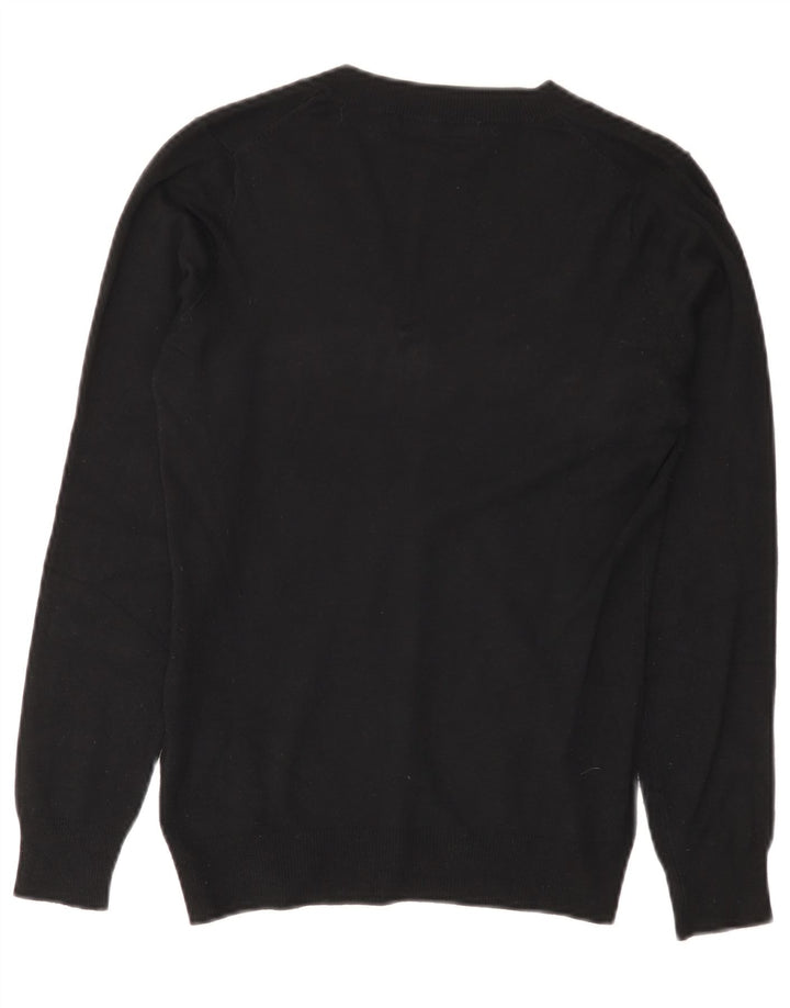 Zara Pull col V pour femme UK 12 Medium Noir Viscose