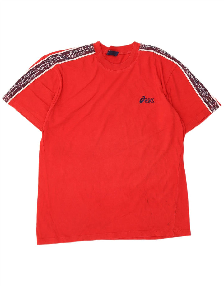 ASICS T-shirt graphique pour homme en coton color block rouge moyen