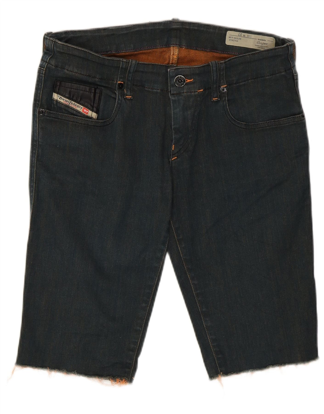 Diesel Femme Grupee Denim Short W27 Petit Bleu Marine Coton