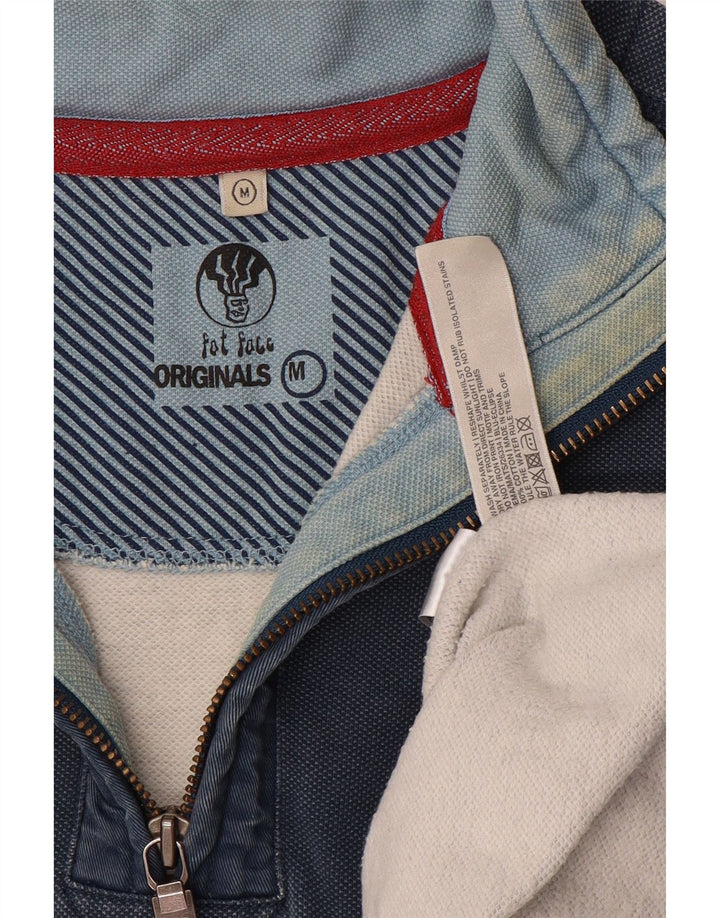 Fat Face Sweat-Shirt Col Zippé Homme Bleu Marine Moyen Coton