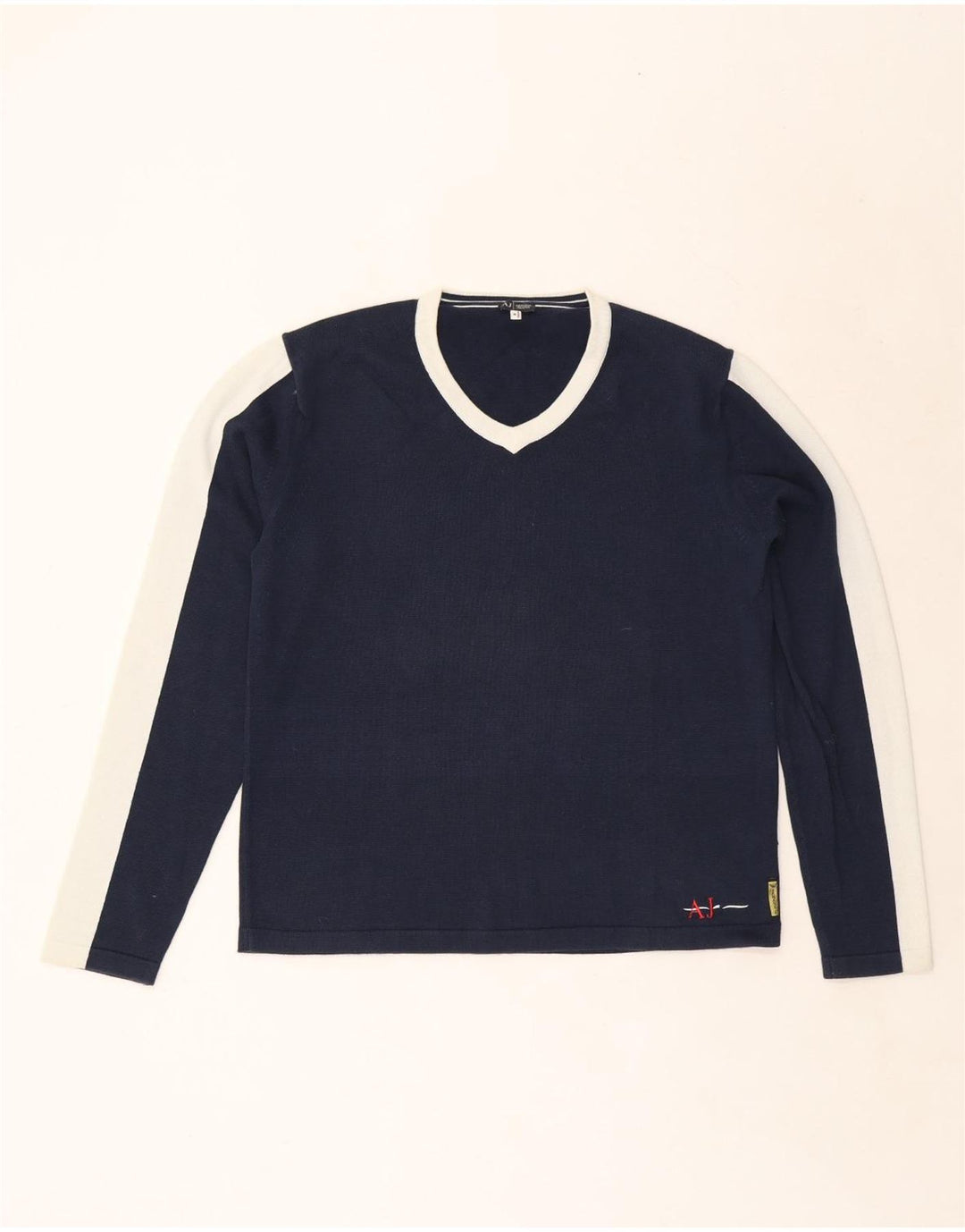 Armani Pull col V en coton bleu marine moyen pour homme