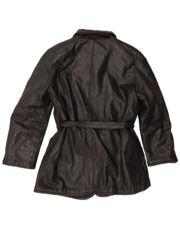 veste en cuir femme vintage IT 46 Grand Noir