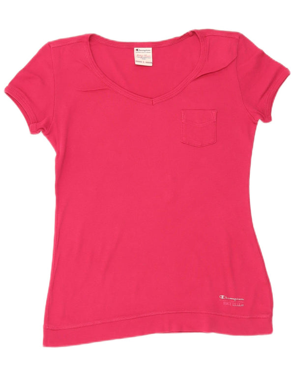 Champion Womens Heritage Classics T-Shirt Top UK 14 Large Rose Coton