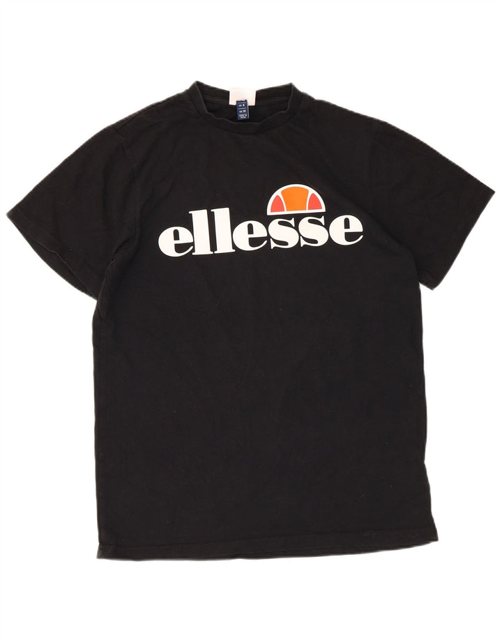 ELLESSE T-shirt graphique pour femme UK 10 Small Noir Coton