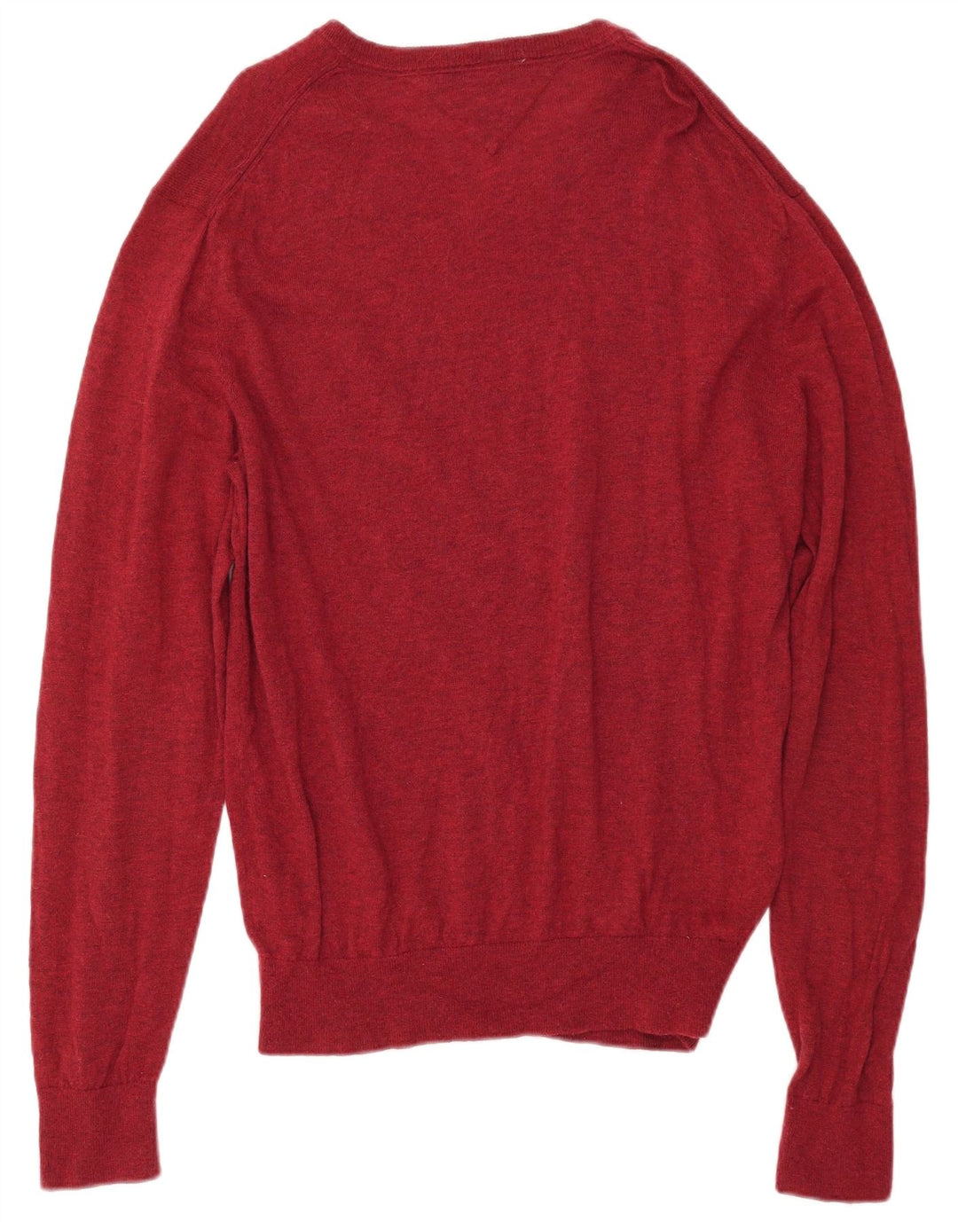 TOMMY HILFIGER Pull col V pour homme 2XL Rouge Laine