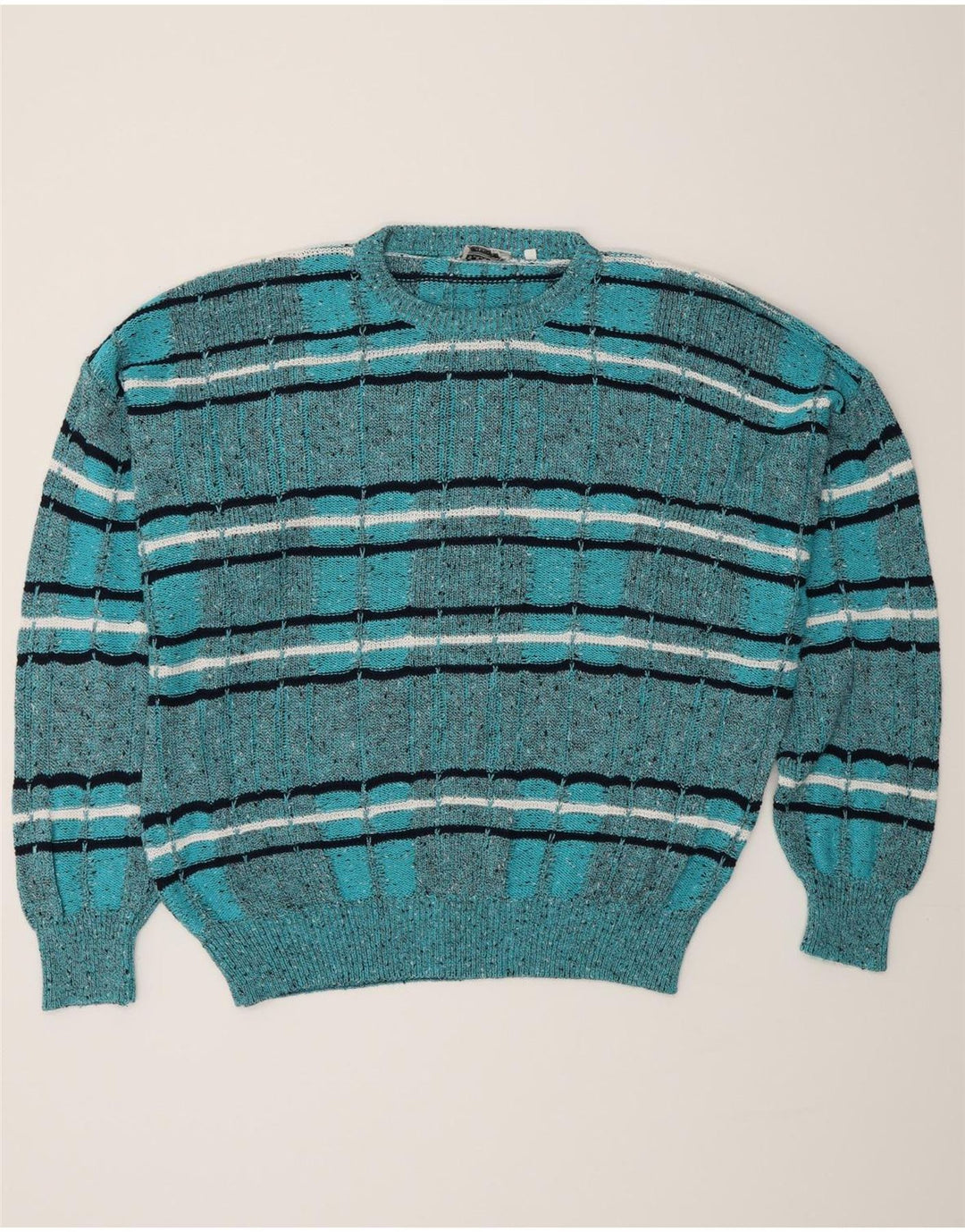 Les Jacquelines Pull col rond homme IT 52 Large bleu rayé