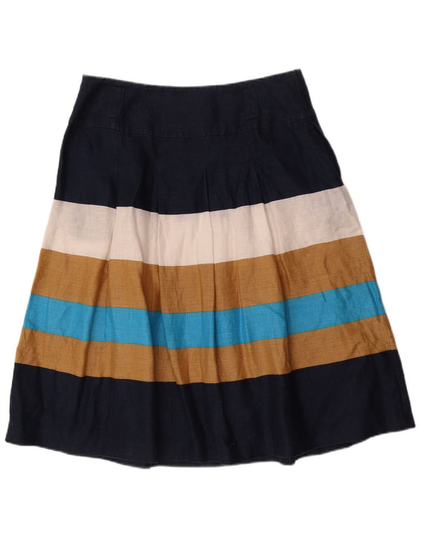 Hobbs Jupe trapèze plissée pour femme UK 12 Medium W30 Bleu marine Colourblock