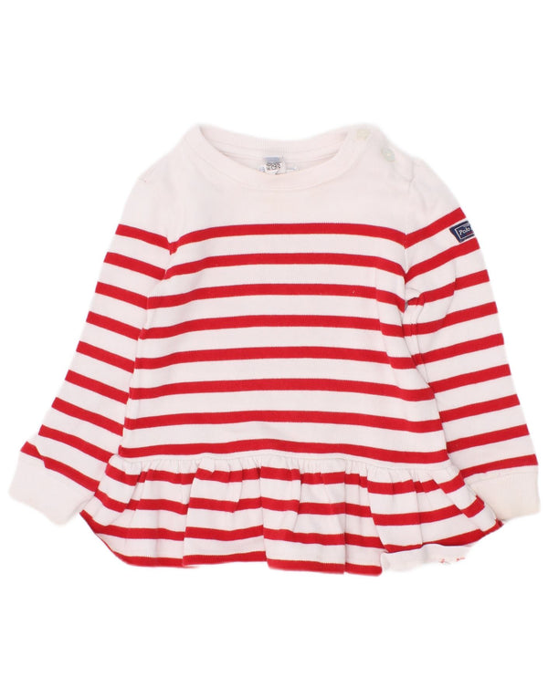 Ralph Lauren Robe pull à manches longues pour bébé fille 12-18 mois Blanc rayé