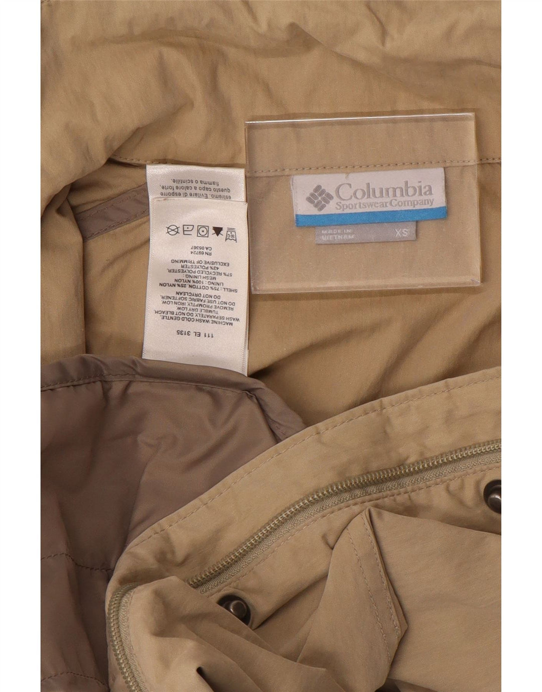 COLUMBIA Veste bomber à capuche pour femme UK 6 XS Coton beige